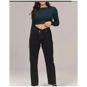 Abercrombie & Fitch The Dad High Rise Curve Love‎ Women's Jean Size 25 Black